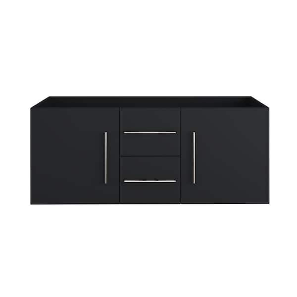 VOLPA USA AMERICAN CRAFTED VANITIES Napa 60 in. W x 20 in. D x 21 in. H in. Double Sink Bath Vanity Cabinet without Top in Matte Black, Wall Mounted