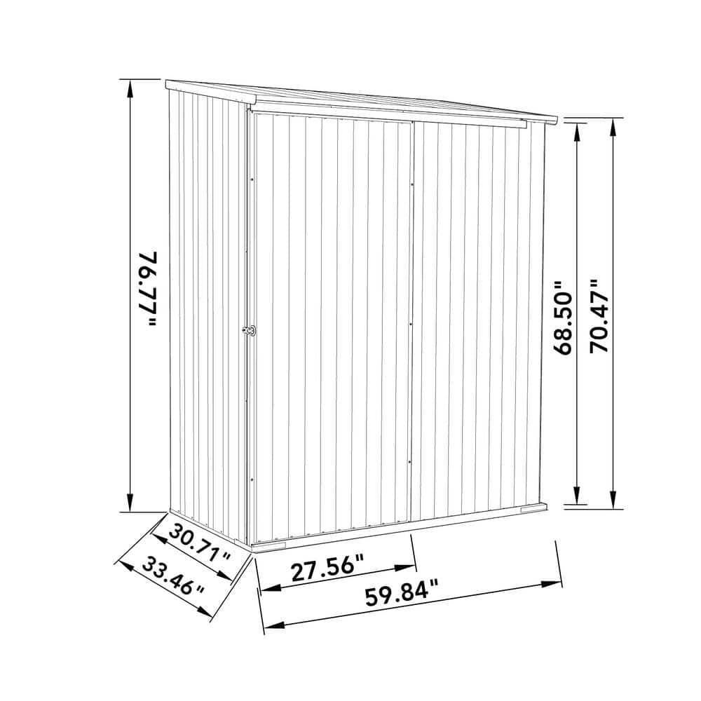 Pale Eucalypt 5' x 3' Metal Storage Shed with Sliding Door
