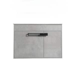Victoria 36 in. W x 18 in. D x 35 in. H Freestanding Single Sink Bath Vanity in Gray with White Ceramic Top and Cabinet