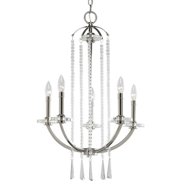 Progress Lighting Nisse Collection 5-Light Polished Nickel Chandelier