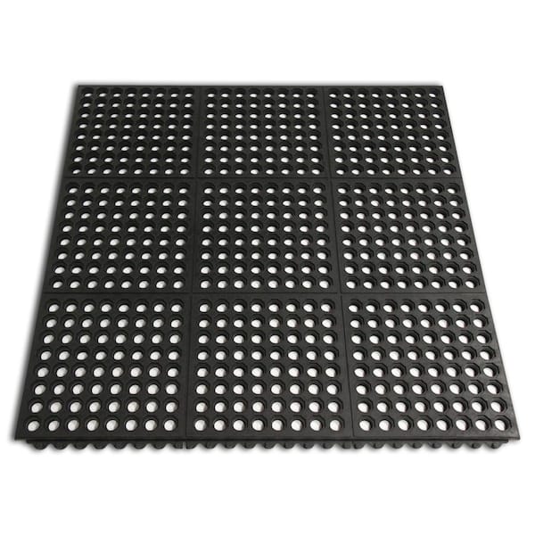 Dura-Chef Interlock 5/8 in. x 36 in. x 36 in. Black Kitchen Mat