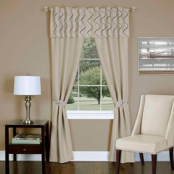 ACHIM Sheer Trellis Tan Window Curtain Set - 55 in. W x 63 in. L