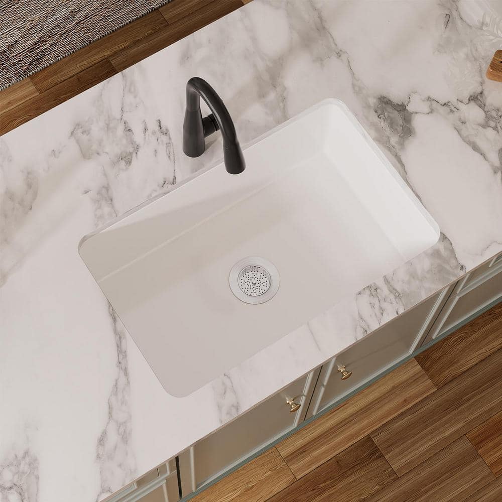 Oslo White Fireclay Single Bowl Drop-In Kitchen Sink