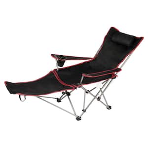 Black Removable Footrest Reclining Camping Chair
