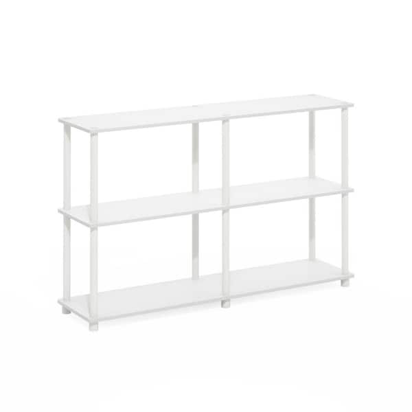 Furinno Turn-N-Tube 29.5 in. Tall White/White Wood 3-Shelf Etagere Bookcases