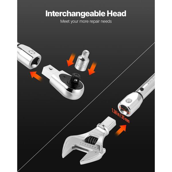 Adjustable Click Torque Wrench, 1/2 in. Drive, 20-160 lbf-ft. /27.1-216.8 N. m, Dual-Direction and Dual Range Scales