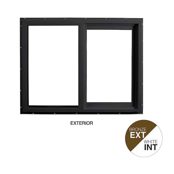 47.5 in. x 35.5 in. Select Series Horizontal Sliding Left Hand Vinyl Bronze Window with White Int, HPSC Glass and Screen