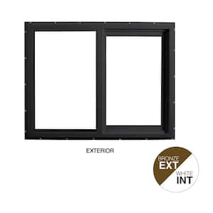 47.5 in. x 35.5 in. Select Series Horizontal Sliding Left Hand Vinyl Bronze Window with White Int, HPSC Glass and Screen