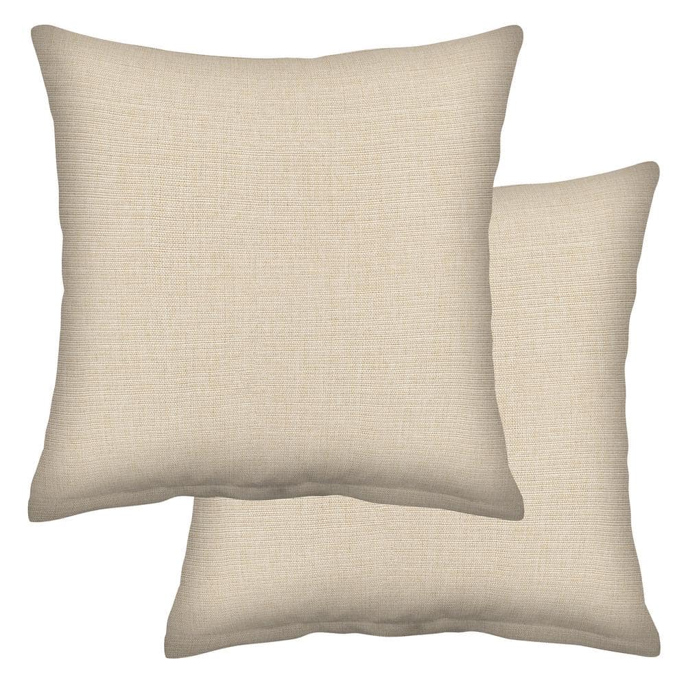 Outdoor Square Toss Pillow Textured Solid Almond (Set of 2)