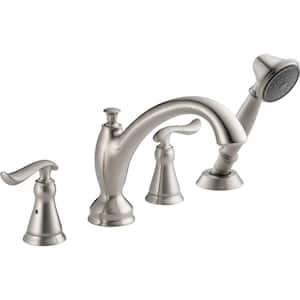 Linden 2-Handle Deck-Mount Roman Tub Faucet with Hand Shower Trim Kit Only in Stainless (Valve Not Included)