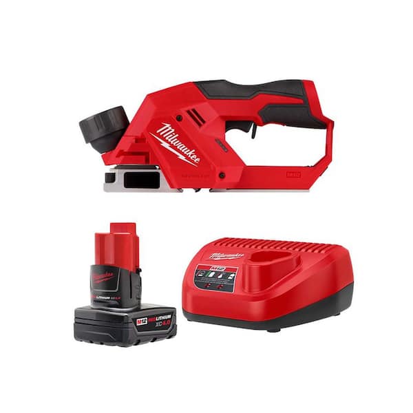 Milwaukee M12 12V Lithium-Ion Brushless Cordless 2 in. Planer with M12 XC 4.0Ah Battery and Charger