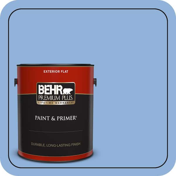 BEHR PREMIUM PLUS 1 gal. #580B-5 Cornflower Blue Flat Exterior Paint & Primer