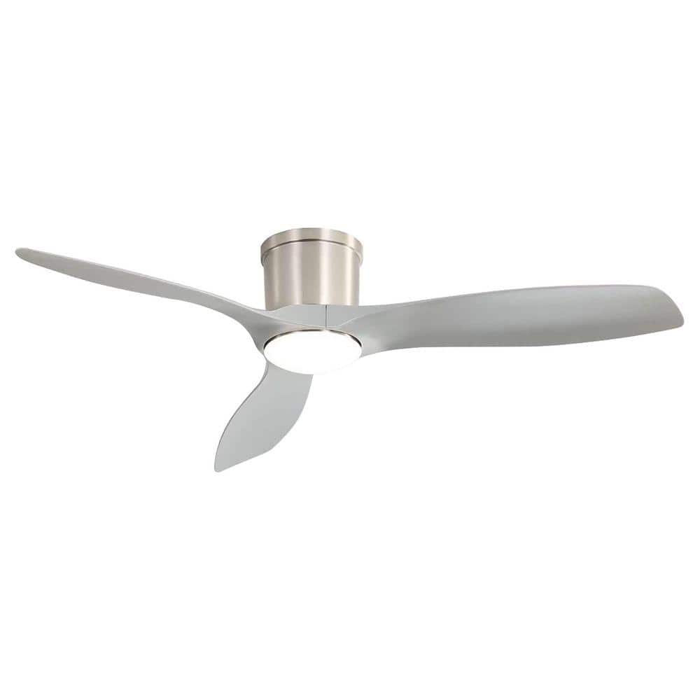 Ryme 52 in. Nickel White Flush Mount Standard Ceiling Fan with Integrated LED with Remote Included DC Motor Reversible price history on PriceWatchPro