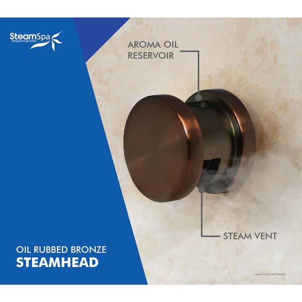 Steam Bath Generator 2 in. W Steam Head with Essential Oils Aromatherapy Scent Reservoir Channel in Oil Rubbed Bronze