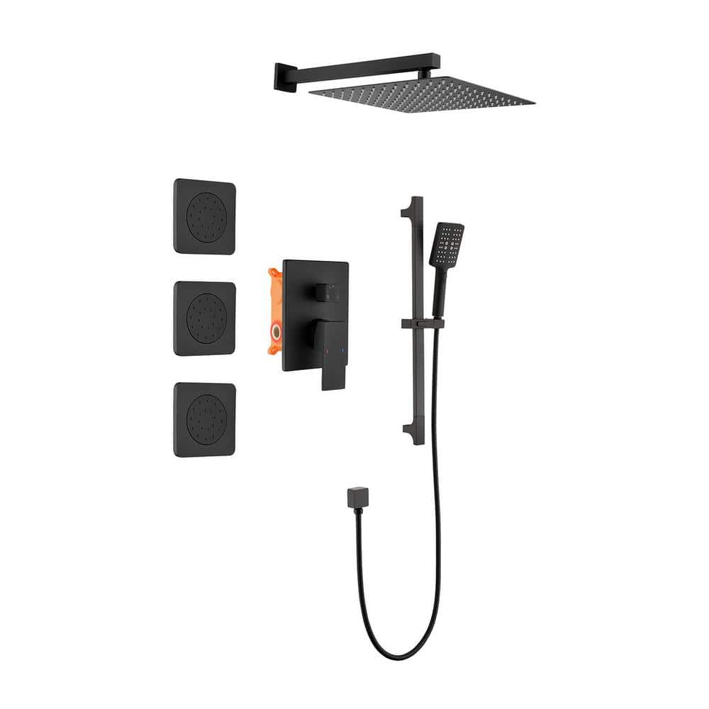 Full Body Waterfall Shower System 2-Spray Wall Bar Shower Kit with Hand Sho