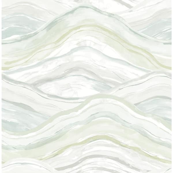 A-Street Prints Dorea Sea Green Blue Striated Waves Matte Paper Non-Pasted Wallpaper