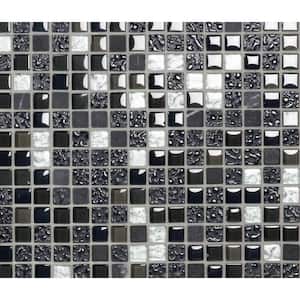 Classic Design Blue Gray 12 in. x 12 in. Square Mosaic Glass and Stone Wall Pool Floor Tile (1 Sq. Ft.)