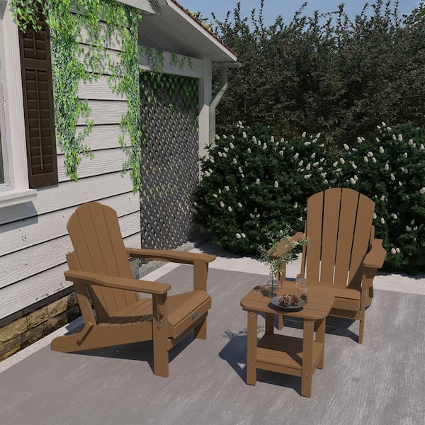 Kadehome Folding Brown Faux Wood Outdoor Adirondack Chair (1-Pack)