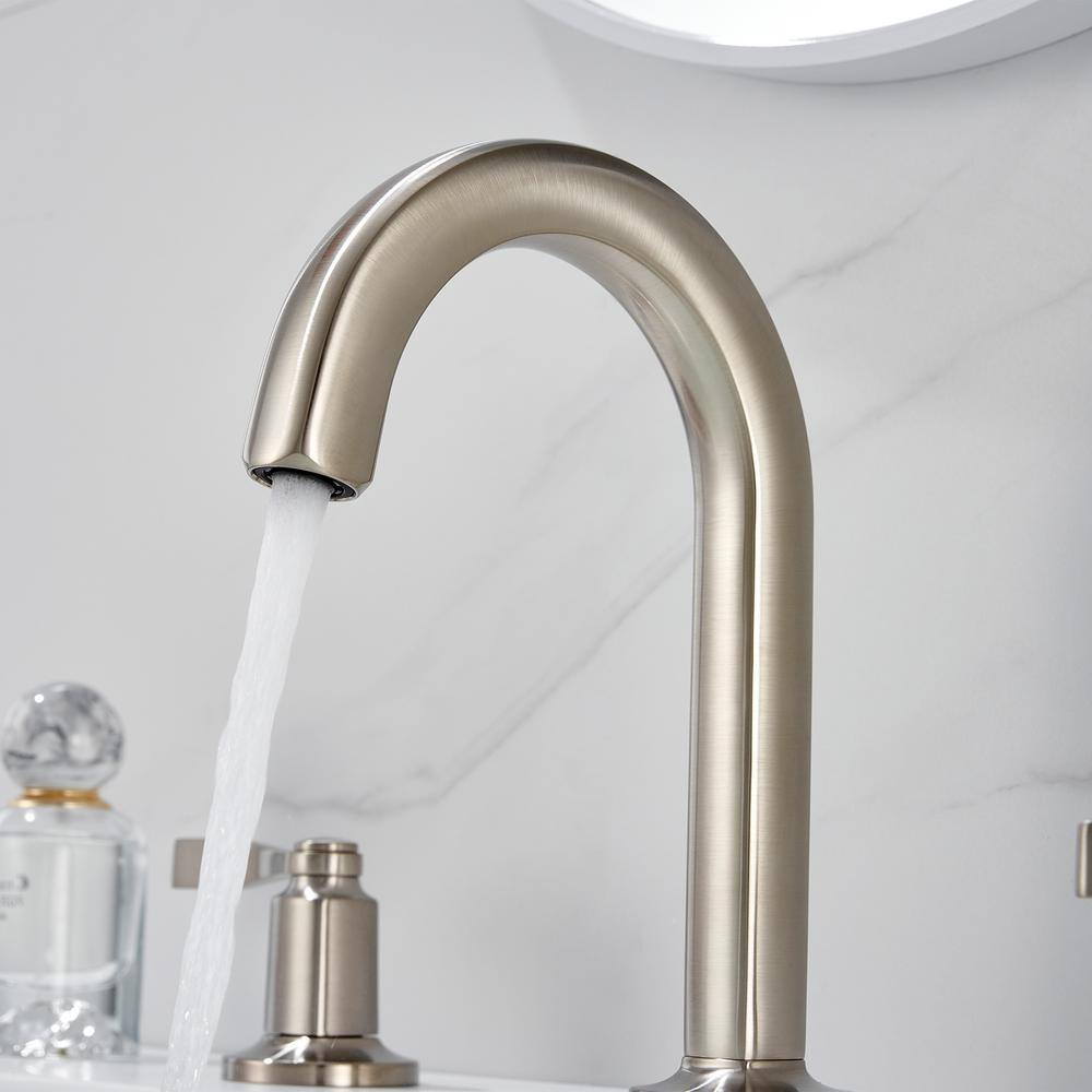 Larko Brushed Nickel 8 in. Widespread 2-Handle Bathroom Faucet