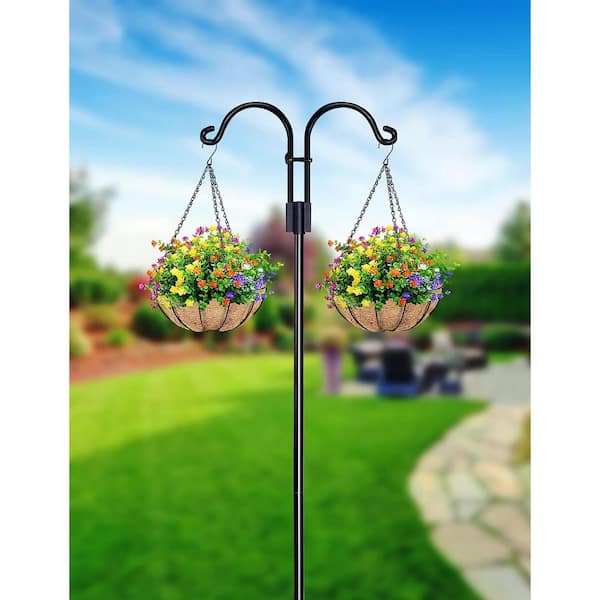 92 in. Black Metal Traditional Double Shepherd Hook (2-Pack) TG-B55H-33 -  The Home Depot