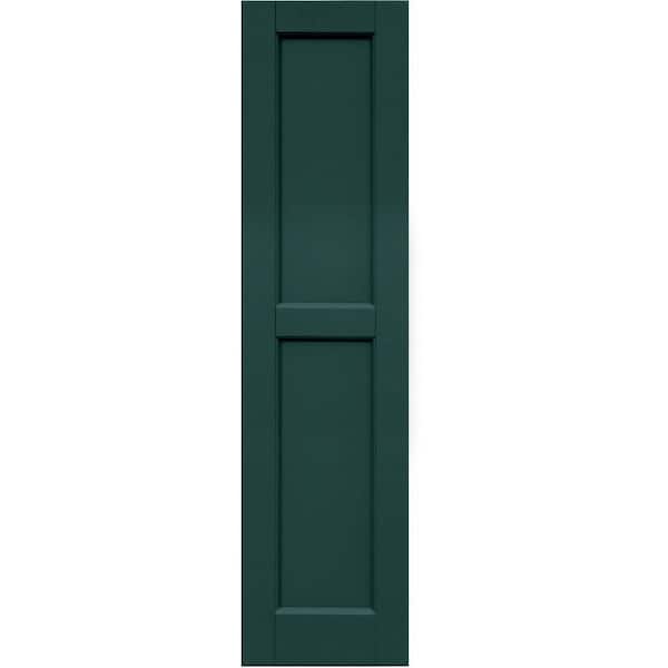 Winworks Wood Composite 12 in. x 48 in. Contemporary Flat Panel Shutters Pair #633 Forest Green