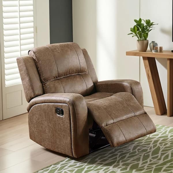 Charles Smoke Gray Faux Leather Glider Recliner Chair