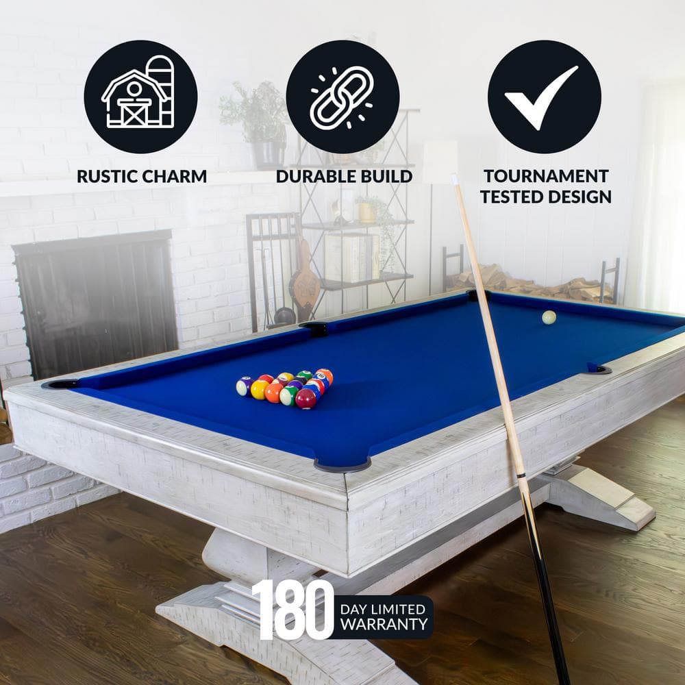 Montecito 8 Ft Driftwood Pool Table with Blue Felt