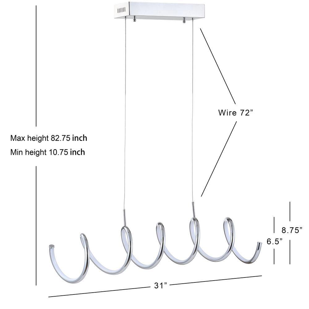 Ali 31" Chrome LED Linear Pendant Light