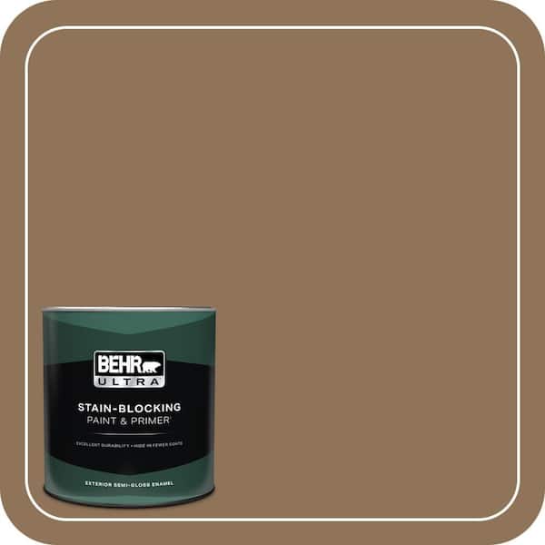 BEHR ULTRA 1 qt. #N270-7 Library Oak Semi-Gloss Enamel Exterior Paint & Primer