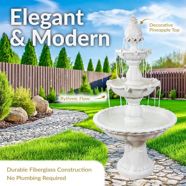 Sunnydaze 59 in. 3-Tier Welcome Outdoor Water Fountain FC-73018