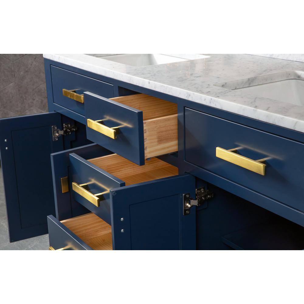 Monarch Blue Double Sink Bathroom Vanity with Carrara Marble Top