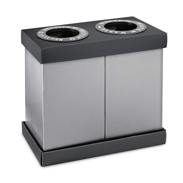 iDesign Eco Garage Storage Open Front Stackable Bins ,Made from Recycled Plastic, Set of 2, Matte Black