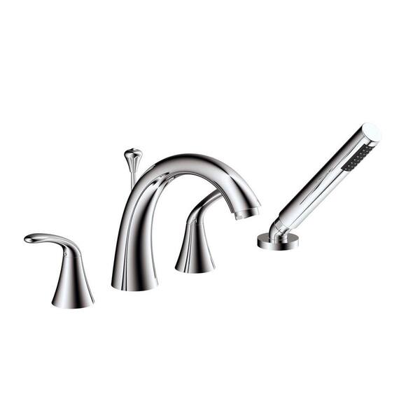 Universal Tubs Marble 2-Handle Deck-Mount Roman Tub Faucet with Hand Shower in Polished Chrome