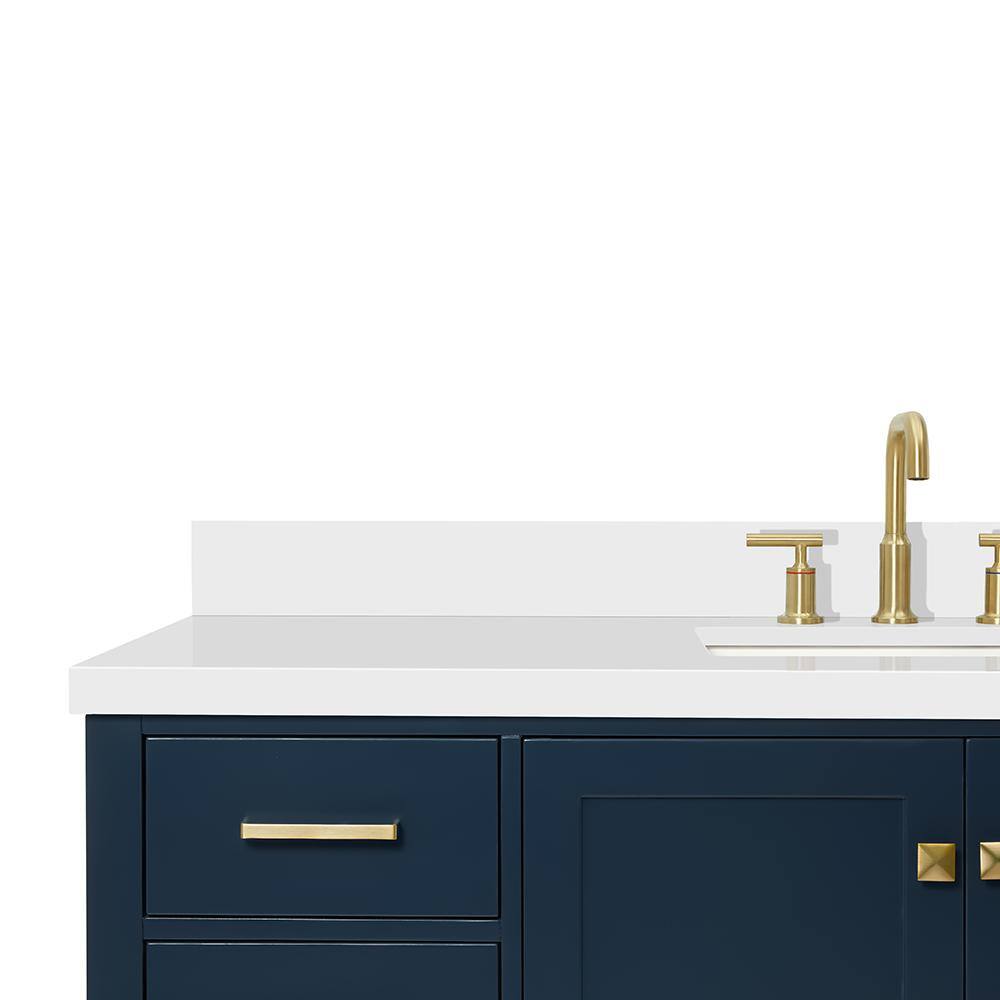 Midnight Blue Hardwood Freestanding Vanity with Quartz Top