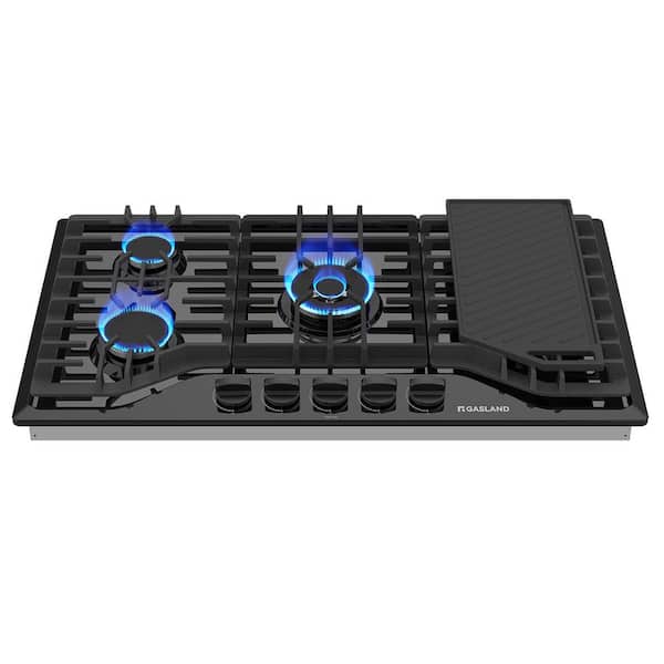 36 in. Recessed Gas Cooktop in Black with 5-Burners and Griddle, CSA Certified