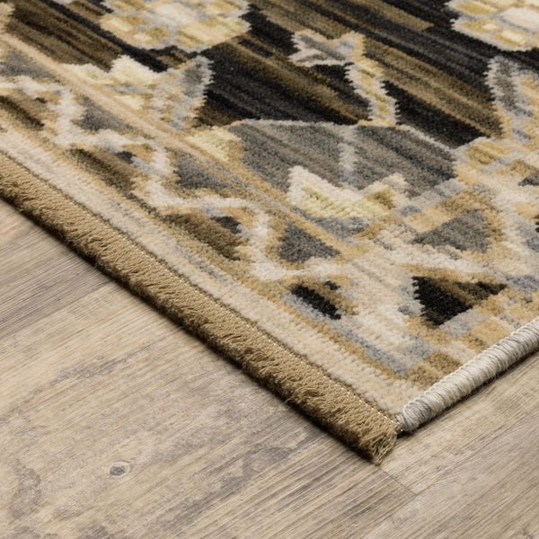 Amara 2 ft. x 10 ft. Brown/Grey Oriental Area Rug