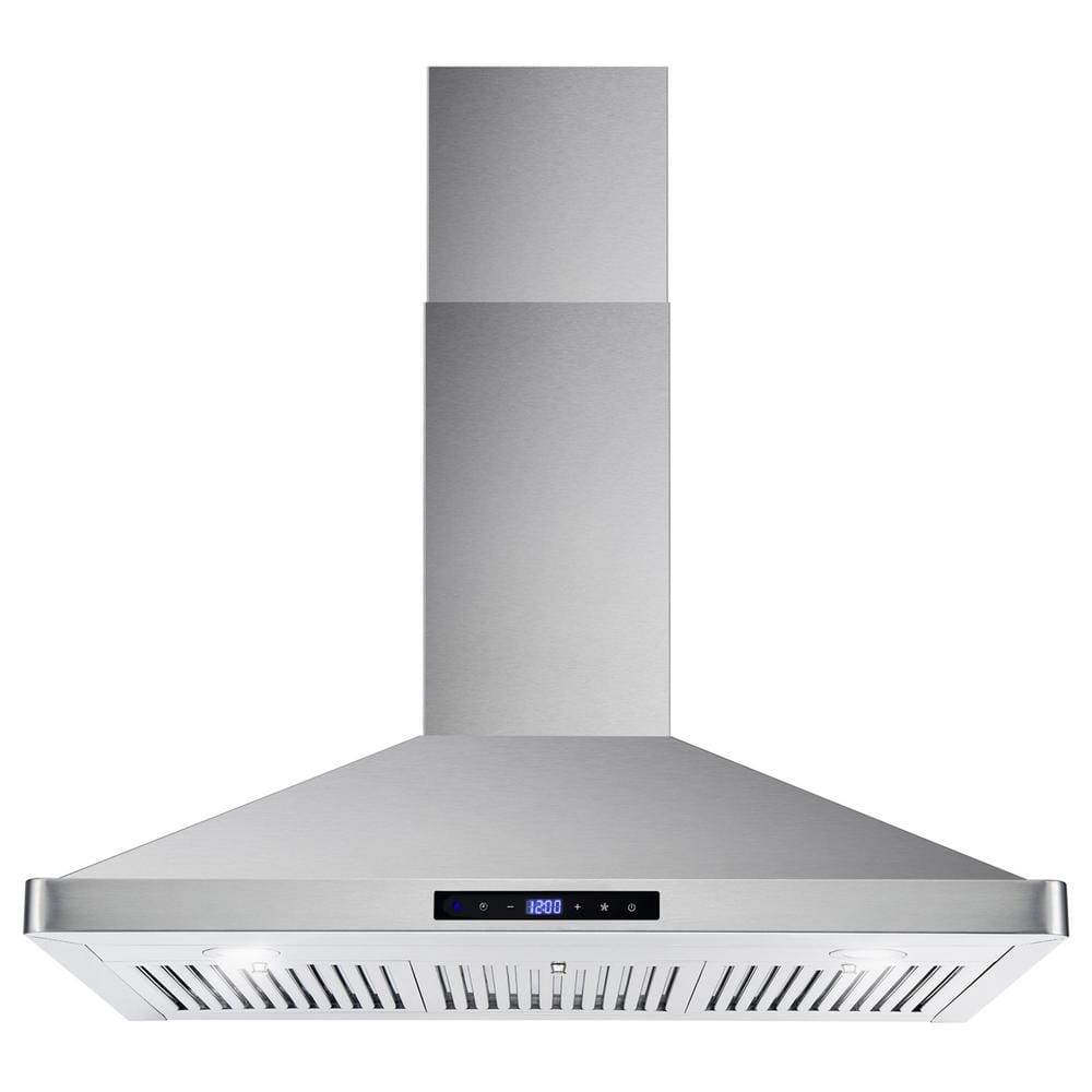 Cosmo 36 in. Ducted Wall Mount Range Hood in Stainless Steel with Touch Controls, LED Lighting and Permanent Filters, Silver
