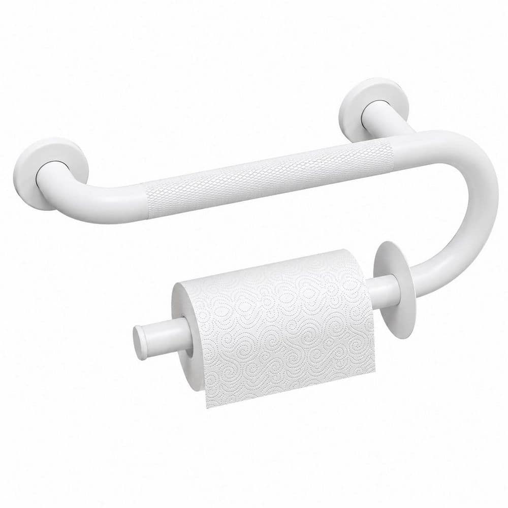 16 in. x 1 in. Diameter Concealed Screw Bathroom Grab Bar Toilet Paper Holder Stainless Steel White Finish price history on PriceWatchPro