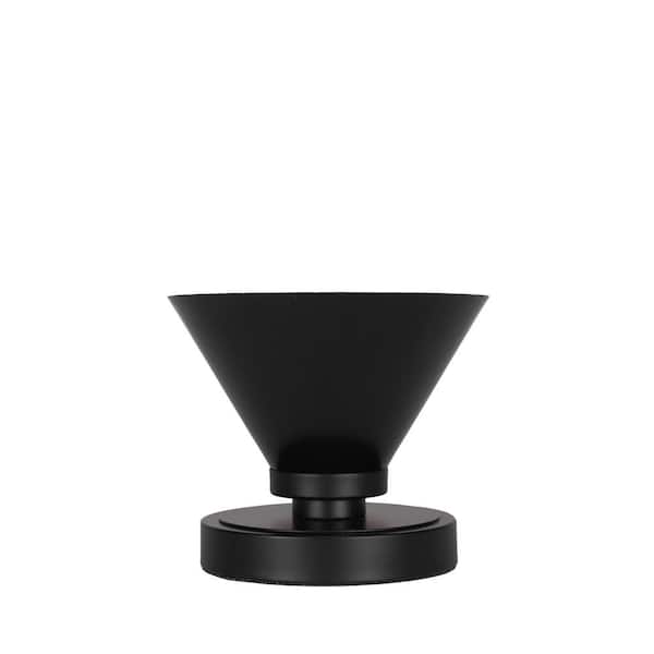 Unbranded Quincy 5.75 in. Matte Black Accent Lamp with Glass Shade