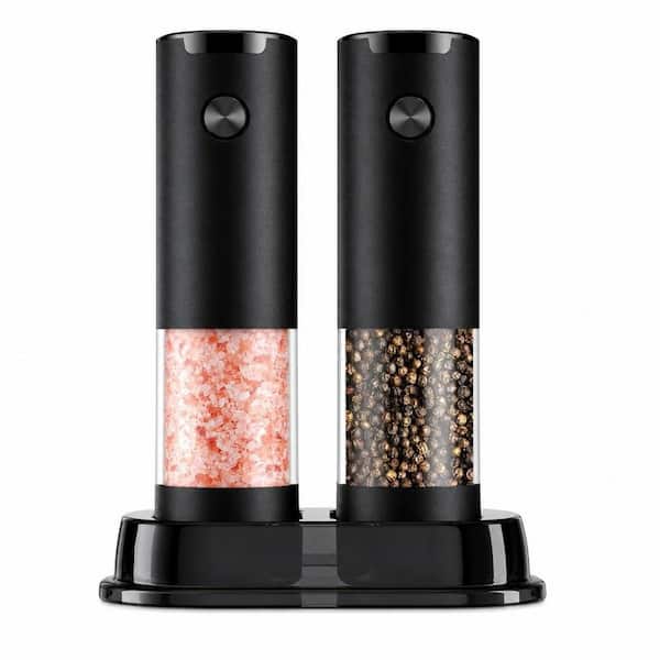 Set of 2 Electric Salt and Pepper Grinder Set, Automatic Battery Pepper Mill Shakers, Adjustable and Larger Capacity