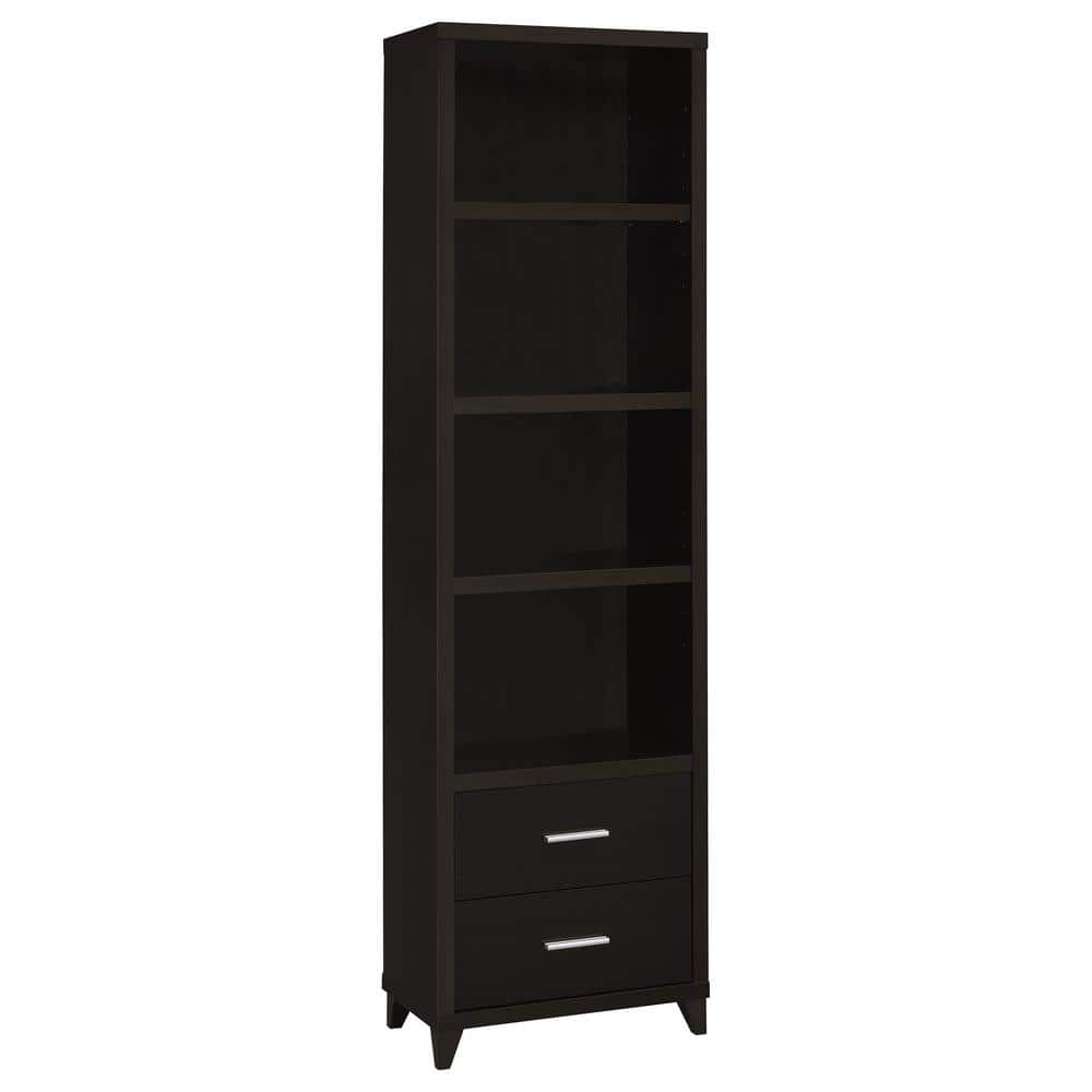 Coaster Lewes 21.25 in. W Cappuccino Wood 2-Drawer Bookcase 700882 ...