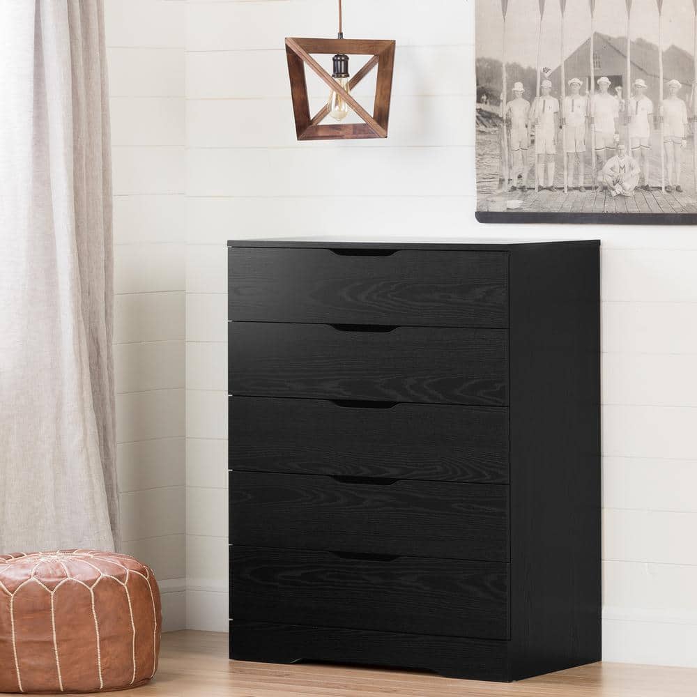 Black Oak Farmhouse 5-Drawer Vertical Chest