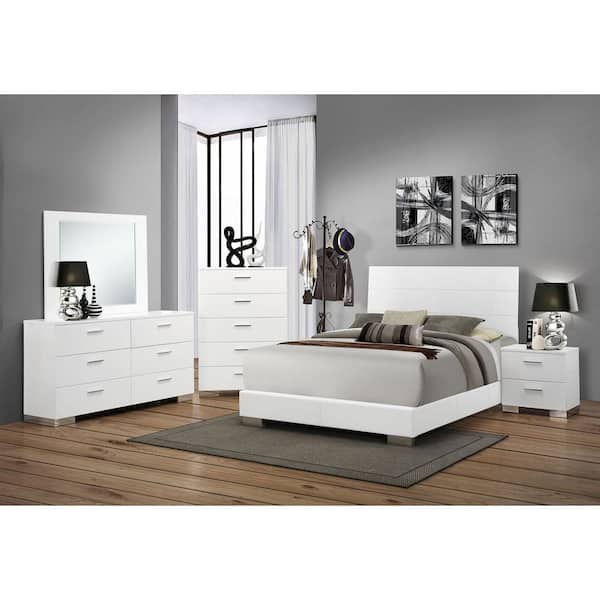 Coaster Felicity 2-Drawer Glossy White Nightstand 203502 - The