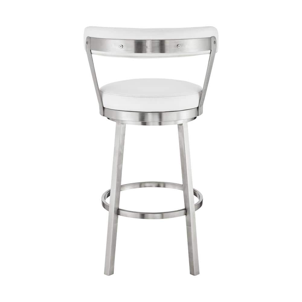 Bryant 26" White Faux Leather Swivel Counter Height Bar Stool