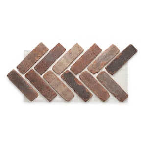 28 in. x 12.5 in. x 0.5 in. Brick Webb Herringbone Bridgewater Thin Brick Sheets (Box of 5-Sheets)