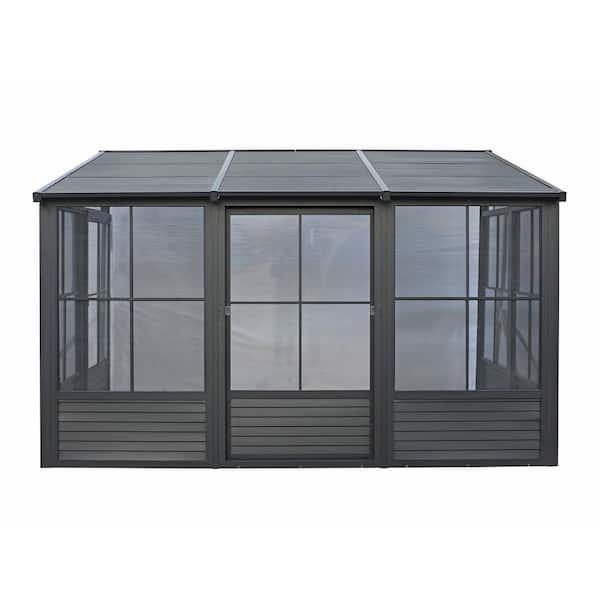 Florence-Wall Mounted Solarium 8 ft. x 12 ft. Metal Roof in Black