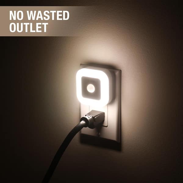 2 in. Plug-In Indoor Square LED Motion Sensor Automatic Dusk to Dawn Fade on and off Warm White Night Light (6-Pack)