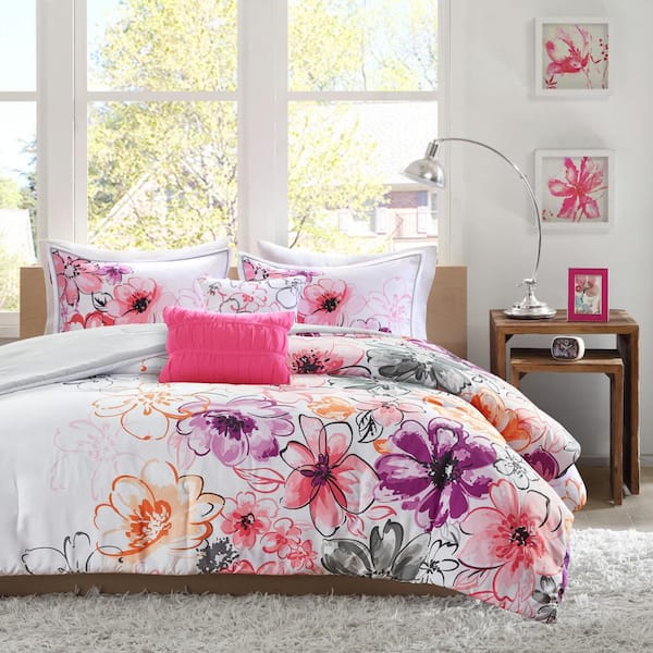 Pink Cora Floral Comforter Set (Twin/Twin XL) 3pc