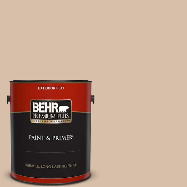 BEHR PREMIUM PLUS 1 gal. #250E-3 Wild Porcini Flat Exterior Paint & Primer