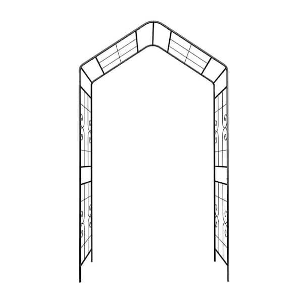 Unbranded Sleek and Spacious 94.5 in. x 56.3 in. Iron Garden Arch Arbor with Rust-Resistant Powder Coating